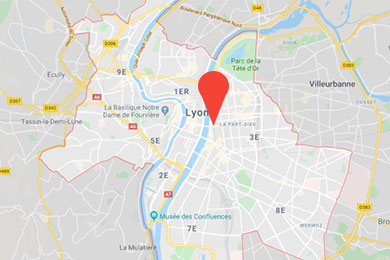 Feu d'artifice Lyon - Carte berge du Rhône