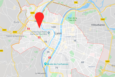 Feu d'artifice Lyon - carte de la montée de l'Observance